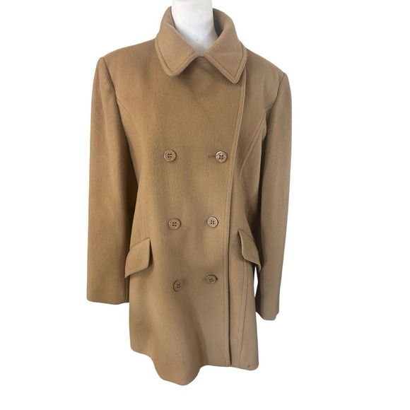 Talbots mid length tan wool coat sz L - Picture 1 of 6